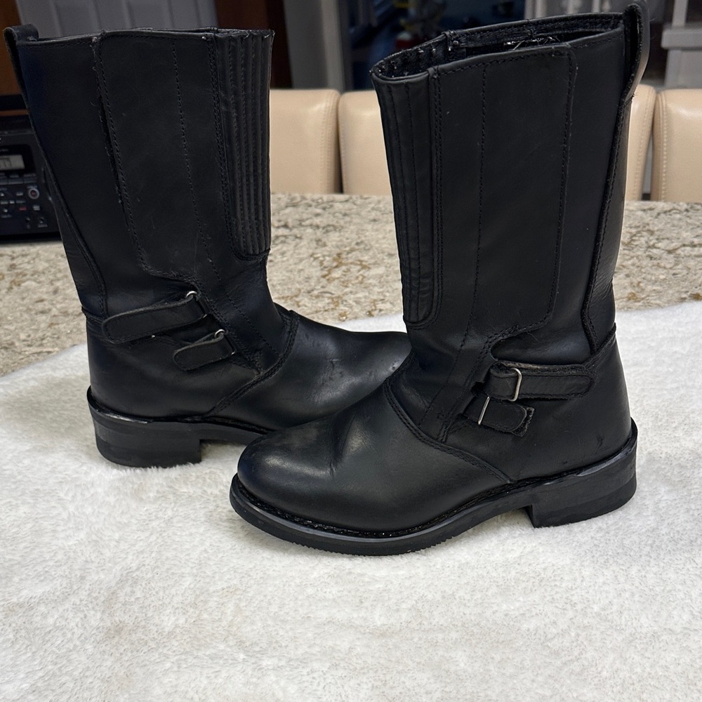 Black leather river road turnpike cruiser tour motorcycle boots